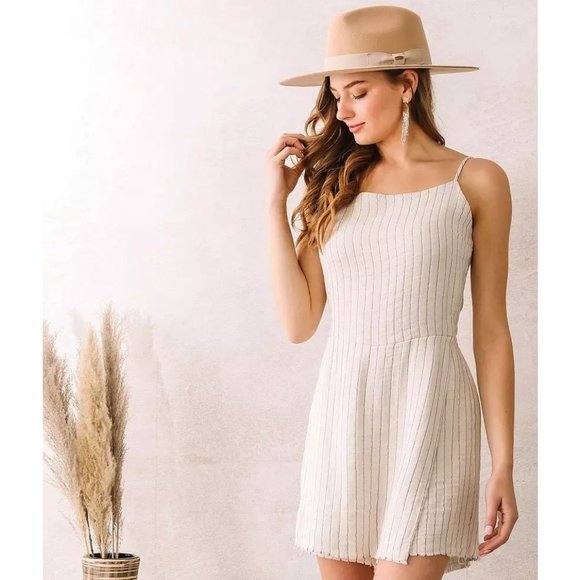 Buckle Willow & Root Striped Skort Romper L - Picture 1 of 4